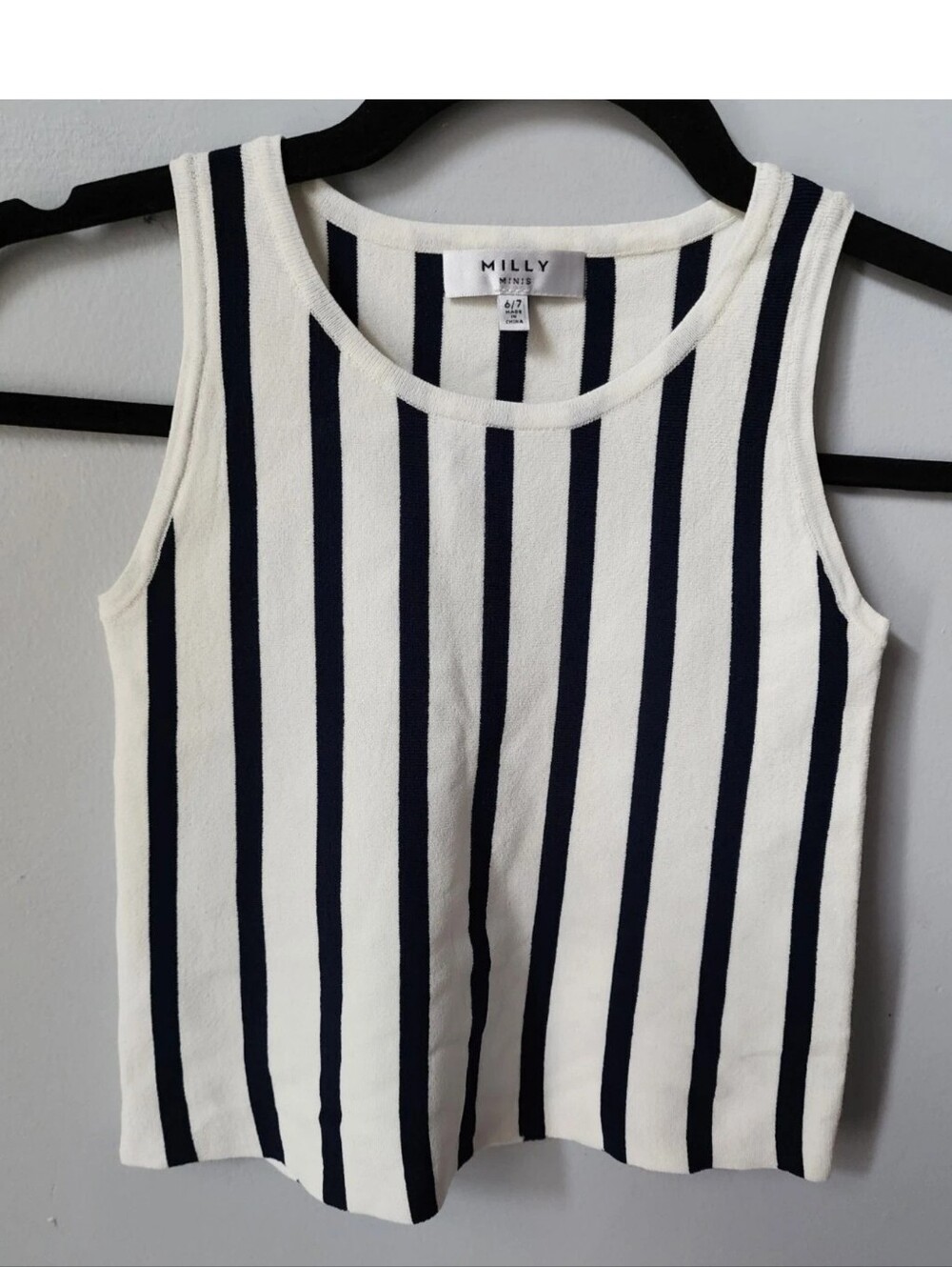 $115 Milly mini top Girls Size 6/7 Striped Stretched Sleeveless